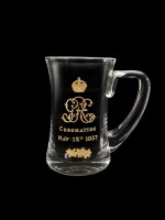 An etched and gilt glass tankard celebrating Coronation of George VI, 1937