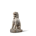 A limestone seated figure of a Buddhist lion, Tang dynasty | 唐 石灰岩雕坐獅