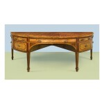 A GEORGE III SATINWOOD AND HAREWOOD DEMI-LUNE SIDEBOARD, LATE 18TH CENTURY