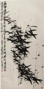 Bamboo, ink on paper, hanging scroll | 吳昌碩 墨竹 水墨紙本 立軸 一九一九年作