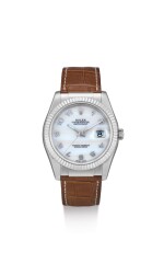 ROLEX |  DATEJUST, REFERENCE 116139, A WHITE GOLD WRISTWATCH WITH DATE AND HARDSTONE DIAL, CIRCA 2005