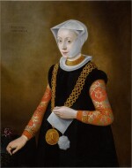 Portrait of a lady wearing a portrait medal of Henry IV and Marie de' Medici