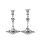 A Pair of George III Silver Candlesticks with Royal Naval Presentation Inscriptions, Henry Hallsworth, London, 1776