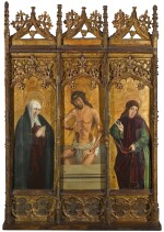 CASTILIAN SCHOOL, 15TH CENTURY | The Resurrected Christ with Mary and Saint John the Evangelist