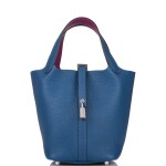 Hermès Deep Blue and Anemone Picotin Lock 18cm of Clemence Leather with Palladium Hardware