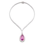 Pink sapphire and diamond necklace