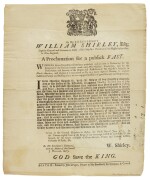 (FRENCH AND INDIAN WAR) | By His Excellency William Shirley, Esq; Captain-General and Governor in Chief of His Majesty's Province of the Massachusetts-Bay, in New-England. A Proclamation for a publick Fast. Boston: Printed by John Draper, Printer to His Excellency the Governor, & Council, [9 June 1755]
