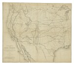 WARREN, GOUVERNEUR KEMBLE  | Map of the Territory of the United States from the Mississippi to the Pacific Ocean Ordered by the Hon. Jeff'n Davis, Secretary Of War to Accompany the Reports of the Explorations for a Railroad Route … Compiled from authorized explorations and other reliable data. [Washington, D.C., 1858] —Map of Routes for a Pacific Railroad Compiled to Accompany the Report of the Hon. Jefferson Davis, Sec. of War in Office of P.R.R. Surveys 1855. New York: Lith. of Bien, 1855