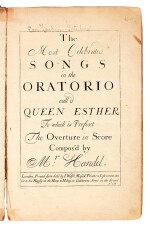 G.F. Handel. First edition of the oratorio "Esther" and three others by Handel and Corelli, 1700-1739