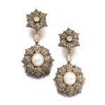 Gianmaria Buccellati | Pair of cultured pearl and diamond pendent ear clips | Gianmaria Buccellati | 養殖珍珠配鑽石耳墜一對