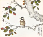 陳佩秋　霜葉棲禽 | Chen Peiqiu, A Bird Perching on Branch