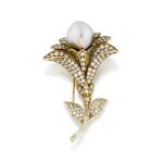 Broche perle fine et diamants | Natural pearl and diamond brooch