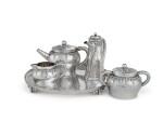 An American Silver Four-Piece Tea Set with Tray, Design Attributed to Charles Osborne, Tiffany & Co., New York, dated 1882