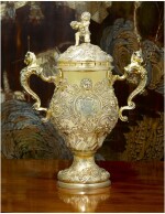  A EARLY GEORGE III SILVER-GILT TWO-HANDLED CUP AND COVER, FREDERICK KANDLER, LONDON, 1763