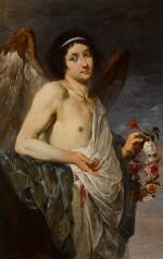 An angel holding a crown of flowers (an Allegory of Love?)