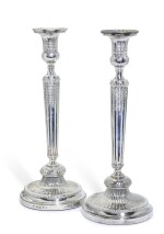A pair of George III silver table candlesticks, Mathew Boulton and John Fothergill, Birmingham, 1780