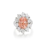 Padparadscha Sapphire and Diamond Ring | 6.66克拉 天然「斯里蘭卡」未經加熱粉紅橙色剛玉 配 鑽石 戒指