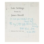 JAMES MERRILL | LATE SETTINGS. NEW YORK: ATHENEUM, 1985