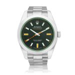 Milgauss, Reference 116400GV | A stainless steel antimagnetic wristwatch with green sapphire crystal and bracelet, Circa 2008 | 勞力士 | Milgauss 型號116400GV | 精鋼防磁鏈帶腕錶，備綠色藍寶石水晶玻璃，約2008年製