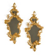 A pair of late George II carved giltwood mirrors, circa 1755, in the manner of William and John Linnell