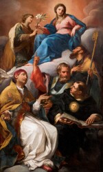 CIRCLE OF CARLO MARATTA  | The Immaculate Conception with Saints Catherine of Alexandria, Gregory the Great, Benedict, Nicholas of Bari and another saint