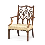 A George II carved mahogany 'Gothick' style armchair, mid-18th century