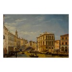 IPPOLITO CAFFI | VENICE, A VIEW OF THE GRAND CANAL WITH THE RIALTO BRIDGE AND THE PALAZZO DEI CAMERLENGHI