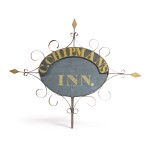 FINE PAINTED PINE AND WROUGHT IRON SIGN, NEW ENGLAND, CIRCA 1850