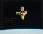 [Apollo 7] — In Earth Orbit. Color photograph, signed and inscribed by Lunar Module Pilot Walt Cunningham