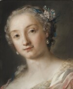  A young woman wearing pearl earrings, with flowers in her hair (possibly a portrait of the artist’s sister Giovanna)