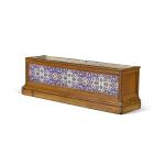 A Victorian Minton pottery and oak trough, late 19th/early 20th century