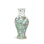A Chinese Famille-Verte 'Golden Pheasants and Flowers' Baluster Vase, Qing Dynasty, Kangxi Period