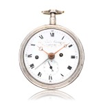 A silver alarm verge watch with large slow beating balance Circa 1790