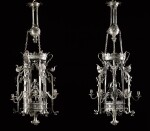 A pair of French neo-gothic silvered bronze seven-light lanterns, late 19th century, attributed to Emile Froment Meurice