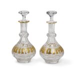 A Pair of Val St Lambert 'Danse de Flore' Cut-Glass Decanters and Stoppers, 20th Century