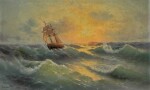 GRIGORI IVANOVICH KAPUSTIN | Lurching Ship at Sunset 