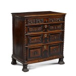 A William and Mary carved walnut and ebonised chest of drawers, late 17th century