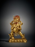 A Gilt Copper Alloy Figure of Vajrabhairava, Tibeto-Chinese, 18th Century