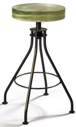CONTEMPORARY TUBULAR STEEL AND BRONZE STOOL WITH ACRYLIC SEAT, LATE 20TH CENTURY