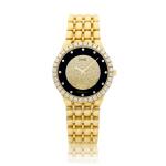 Reference 12336 | A yellow gold and diamond-set bracelet watch with onyx dial, Circa 1980 | 伯爵 | 型號12336 | 黃金鑲鑽石鏈帶腕錶，備瑪瑙錶盤，約1980年製