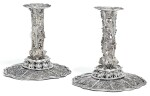 A PAIR OF SILVER FILIGREE CANDLESTICKS, UNMARKED, CIRCA 1700