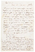 G. Verdi. Unpublished autograph letter to Giovanni Ricordi, about performances of his operas in Paris, 1852