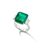 Emerald and Diamond Ring | 10.76克拉 天然「哥倫比亞穆索」無油祖母綠 配 鑽石 戒指