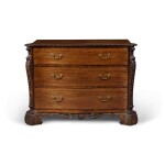 A George III style carved mahogany serpentine chest-of-drawers, second half 19th century, in the manner of William Gomm