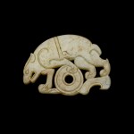 A jade ‘bear' pendant, Han dynasty or later | 漢或以後 熊形玉珮