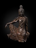 A rare copper alloy figure of Avalokiteshvara Yuan dynasty, 14th century | 元十四世紀 銅合金觀世音菩薩坐像