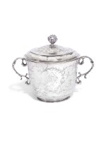 A Charles II silver porringer and cover, maker's mark RC within pellets and circle, London, 1683, the cover with maker's mark only struck twice