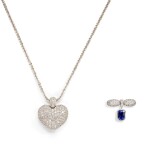 Diamond Pendent Necklace; and Sapphire and Diamond Ring | 鑽石項鏈 及 藍寶石 配 鑽石戒指 