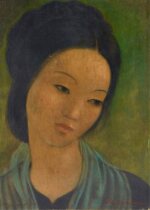 Vu Cao Dam   武高談 |  Portrait of a young lady with a blue scarf 戴著藍色圍巾的年輕女士