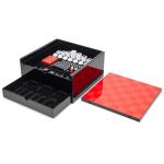 Red and Black Lacquered Chess and Backgammon Set